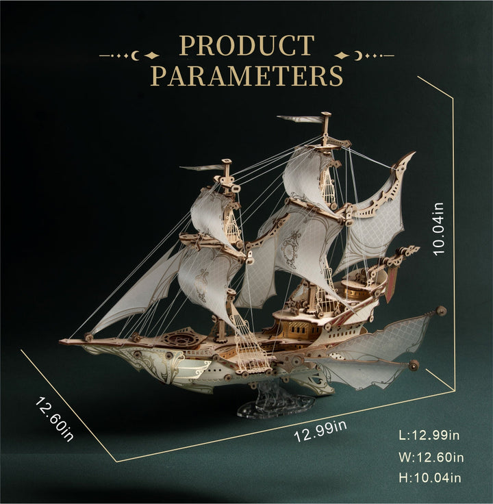 HowCat Fantasy Ship 3d Wooden Puzzle [PRE-ORDER]