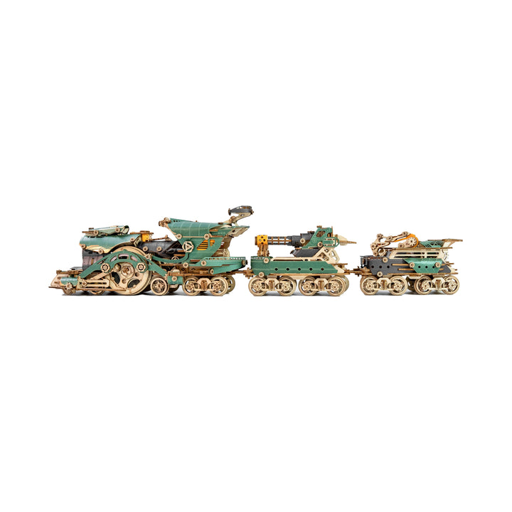 HowCat Fantasy Steampunk Train 3d Wooden Puzzle (Green)