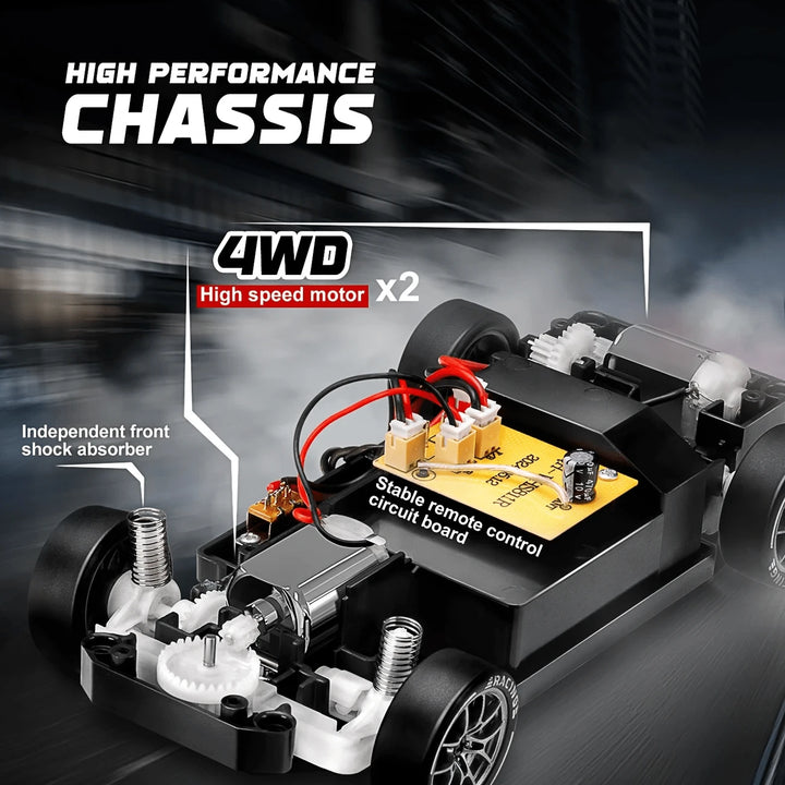 Remote Control Drifting Car - 1:24 Multicolored RC Car With LED Lights
