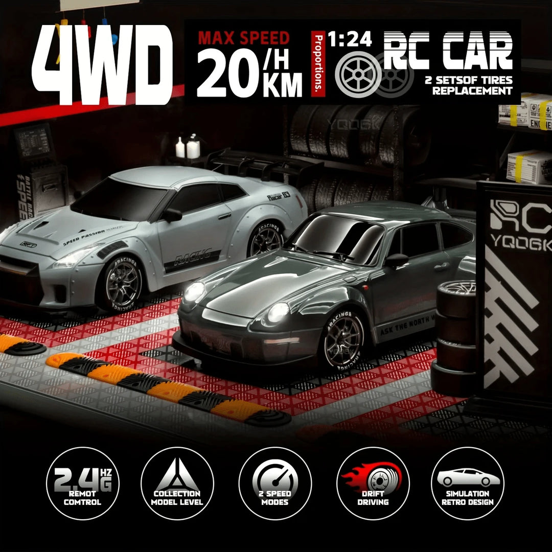 Remote Control Drifting Car - 1:24 Multicolored RC Car With LED Lights