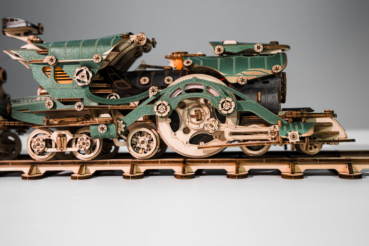 HowCat Fantasy Steampunk Train 3d Wooden Puzzle (Green)