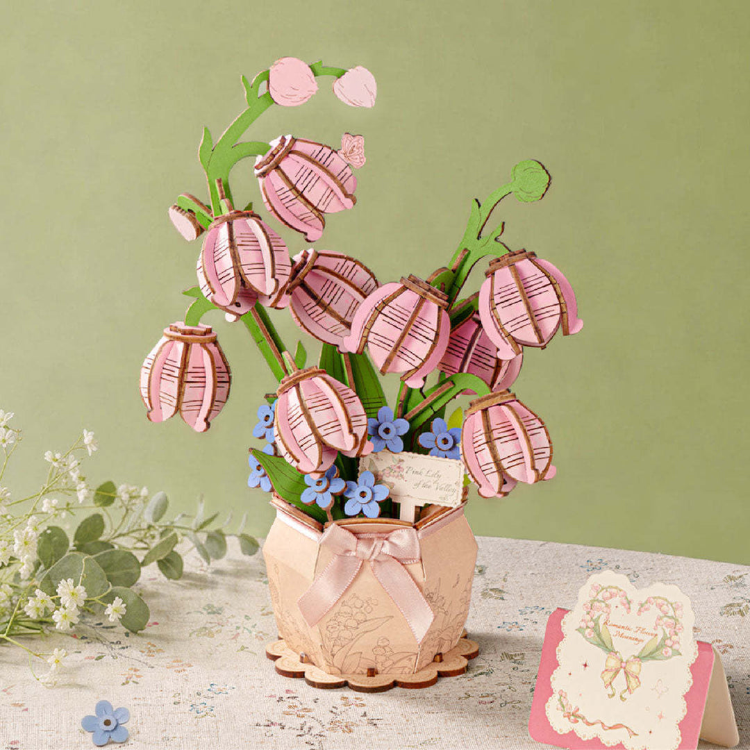 Rowood Pink Lily of the Valley DIY Flower Bouquet Wooden 3D Puzzle TF003 [PRE-ORDER]