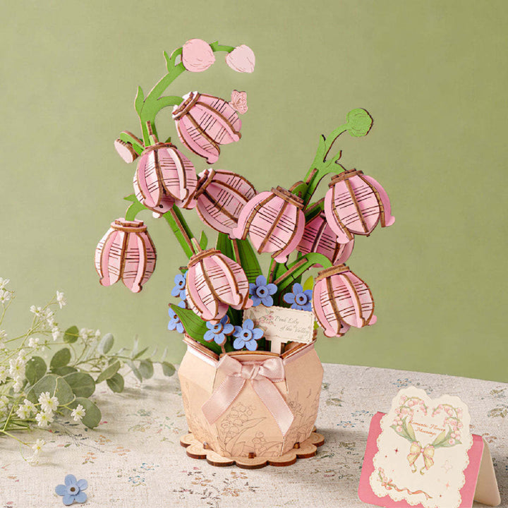 Rowood Pink Lily of the Valley DIY Flower Bouquet Wooden 3D Puzzle TF003 [PRE-ORDER]