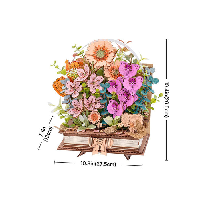 Rowood Wooden Blooming Book DIY Flower Bouquet 3D Puzzle TW04H