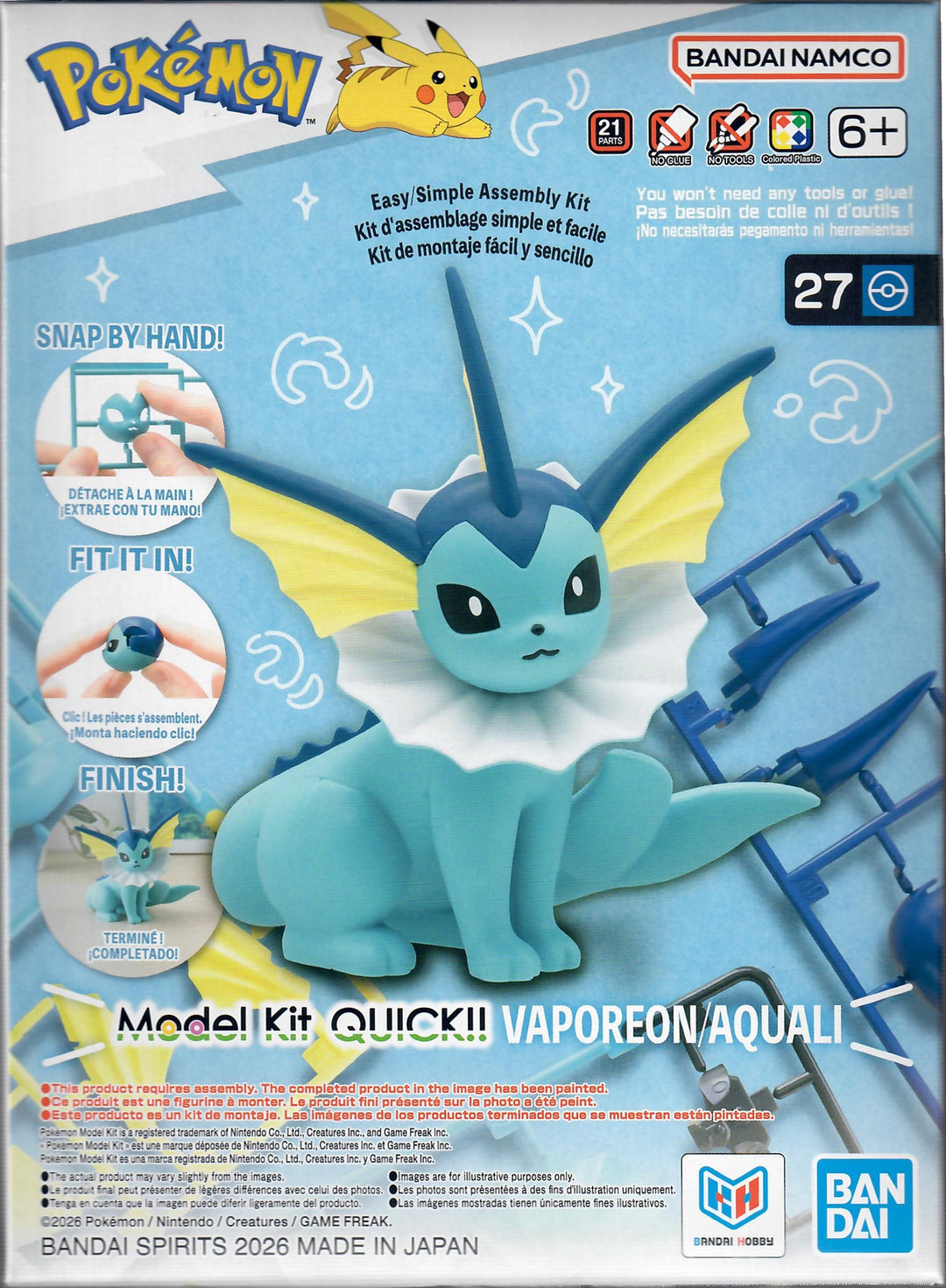 POKEMON - Pokemon Quick!! 27 Vaporeon Model Kit