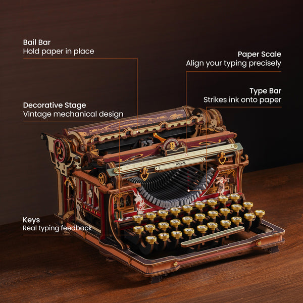 ROKR Mechanical Typewriter Wooden 3D Puzzle LK703C (Magic Version) [PRE-ORDER]