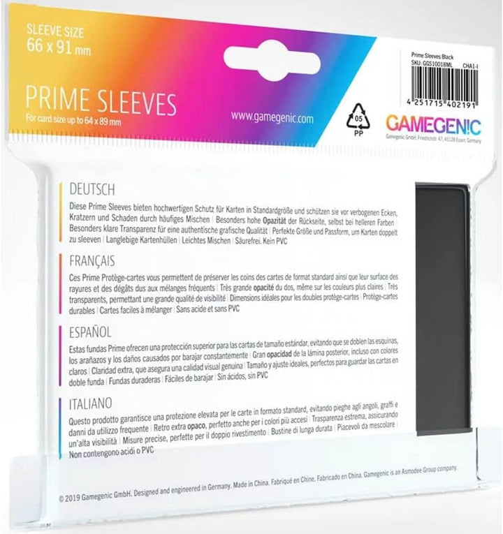 Gamegenic Matte Prime Card Sleeves Black 100s 66mm x 91mm