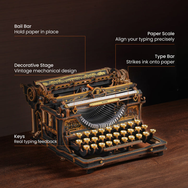 ROKR  Mechanical Typewriter Wooden 3D Puzzle LK703B (Classic Version) [PRE-ORDER]