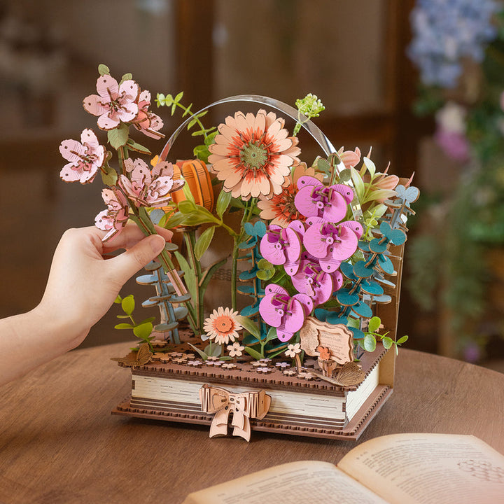 Rowood Wooden Blooming Book DIY Flower Bouquet 3D Puzzle TW04H