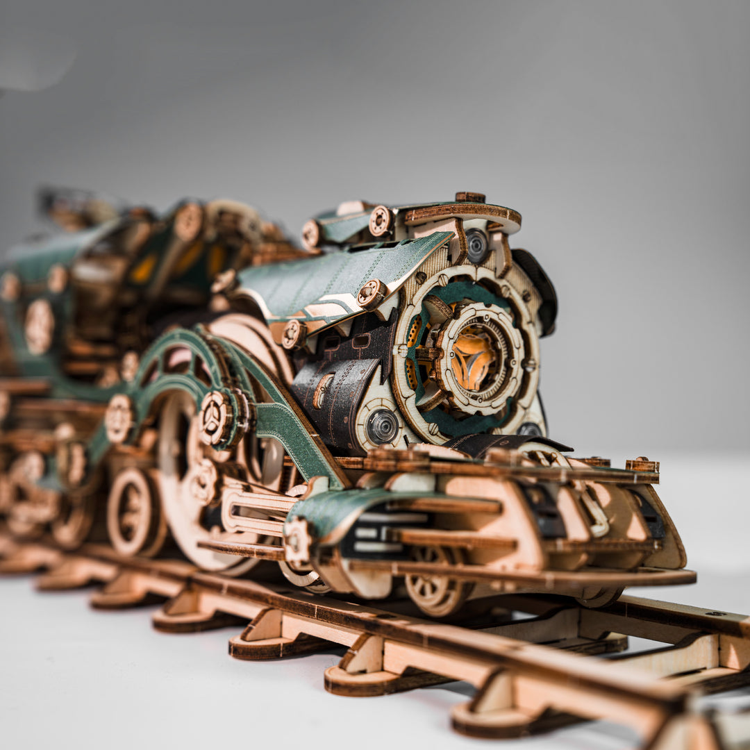 HowCat Fantasy Steampunk Train 3d Wooden Puzzle (Green)