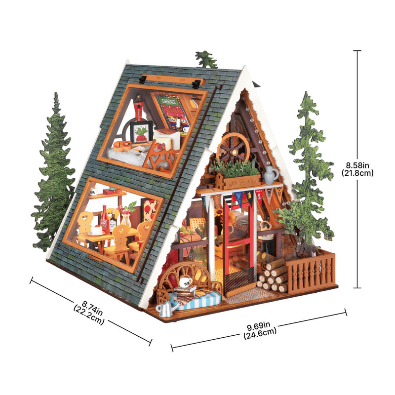 Rolife A-Frame Cabin with fold-away side windows DIY Miniature House DG181