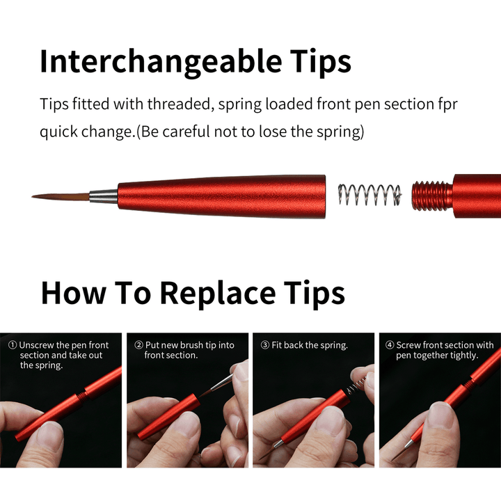 DSPIAE Aluminum Shank Interchangeable Fine Tip Brush