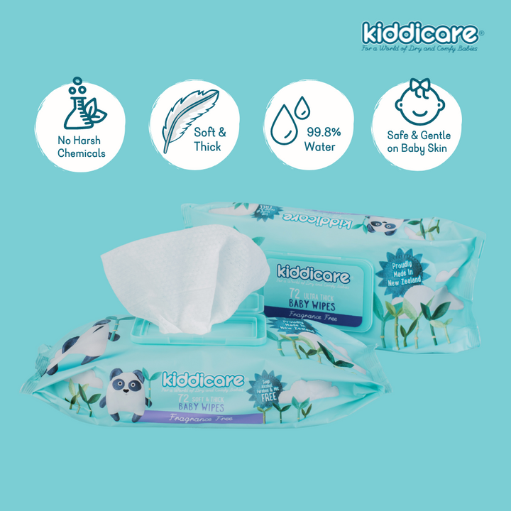 Kiddicare - Baby Wipes Fragrance Free 12 Value Pack (12*72s)