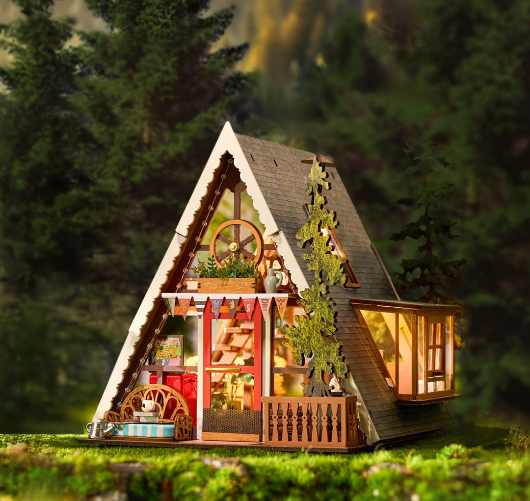 Rolife A-Frame Cabin with fold-away side windows DIY Miniature House DG181