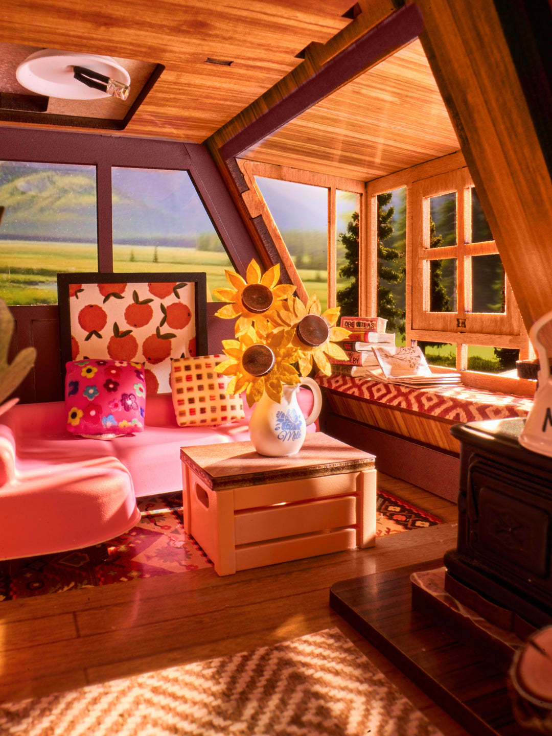 Rolife A-Frame Cabin with fold-away side windows DIY Miniature House DG181