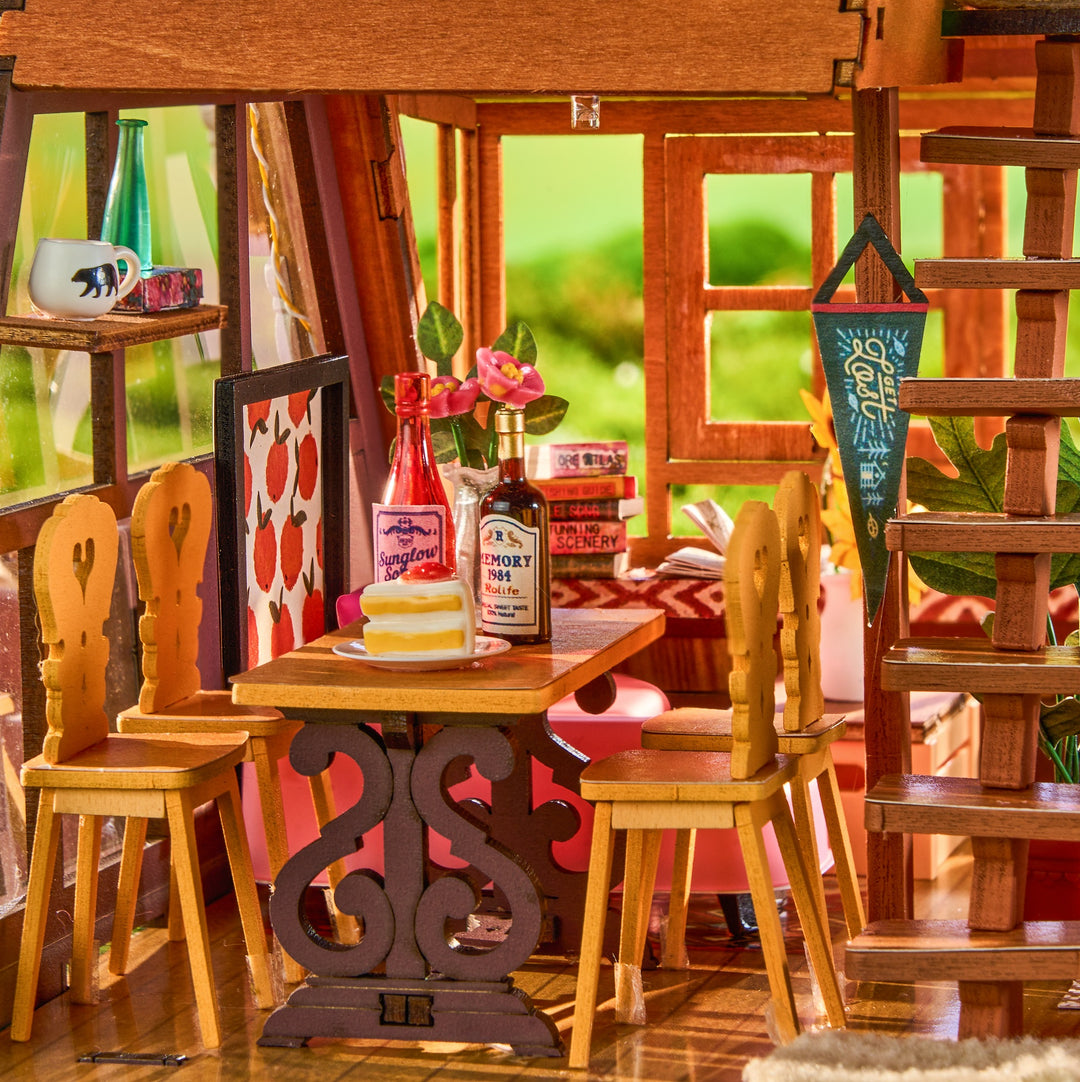 Rolife A-Frame Cabin with fold-away side windows DIY Miniature House DG181