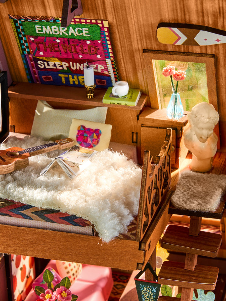 Rolife A-Frame Cabin with fold-away side windows DIY Miniature House DG181