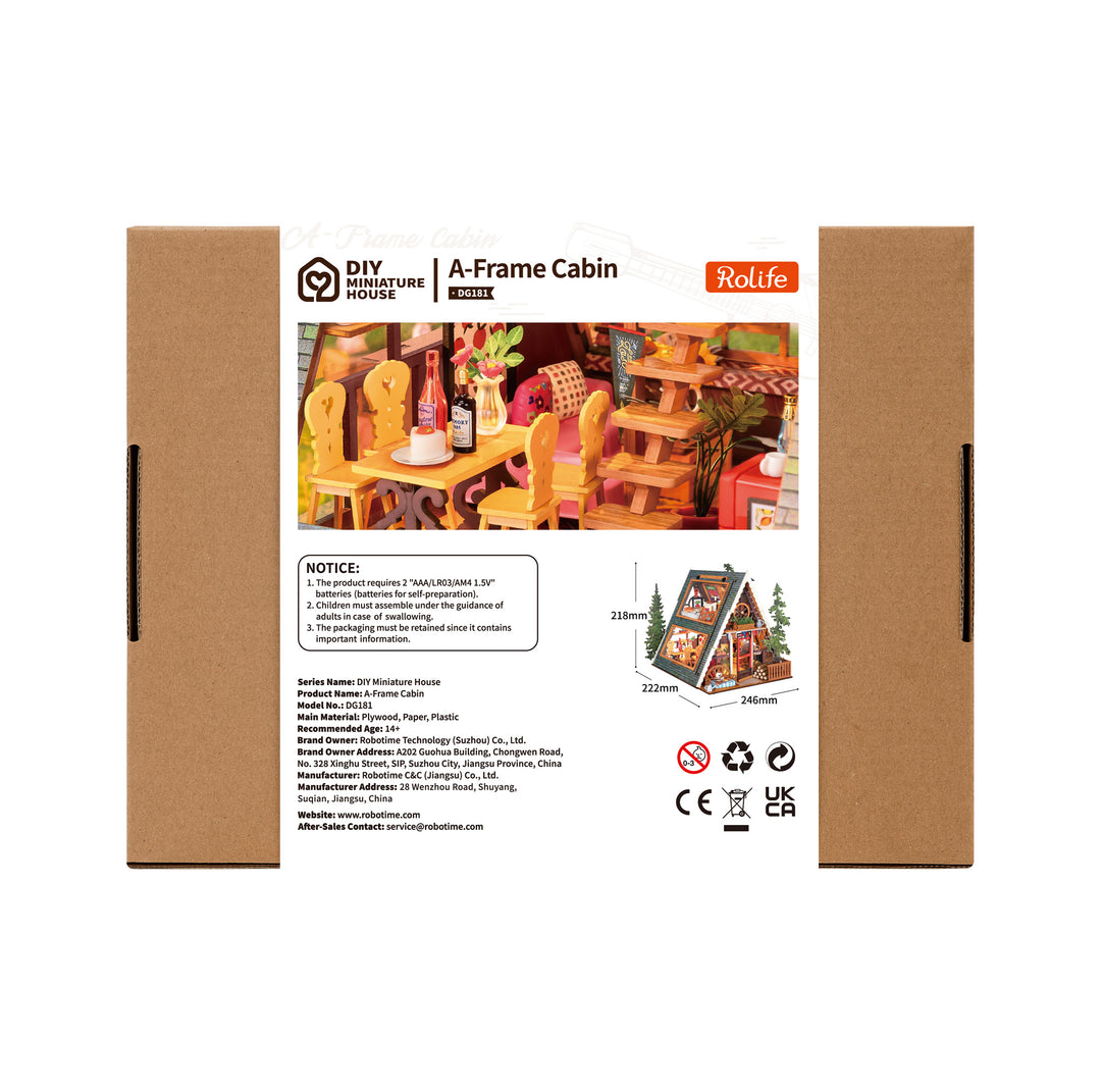 Rolife A-Frame Cabin with fold-away side windows DIY Miniature House DG181