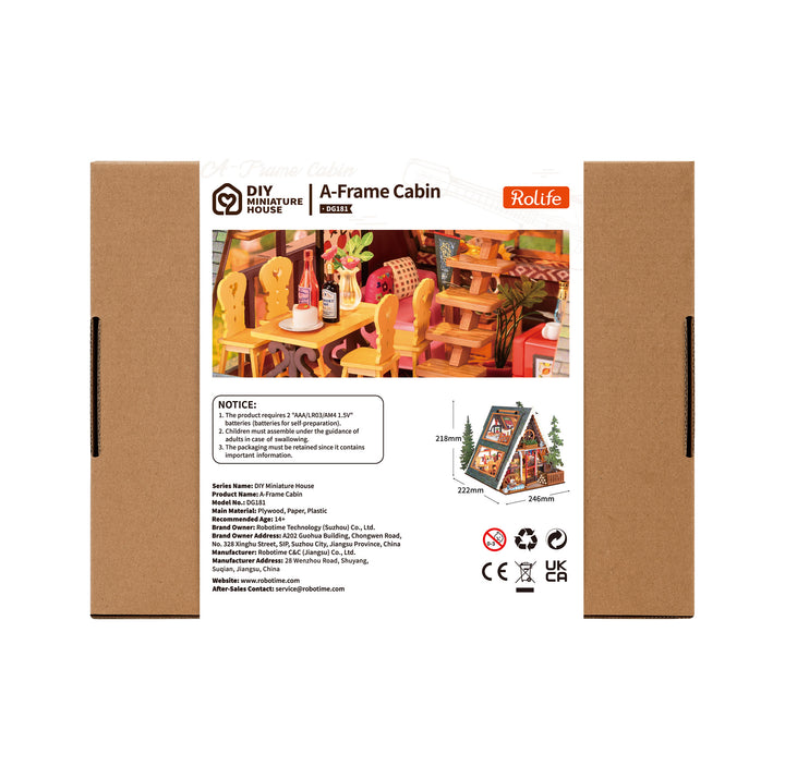 Rolife A-Frame Cabin with fold-away side windows DIY Miniature House DG181