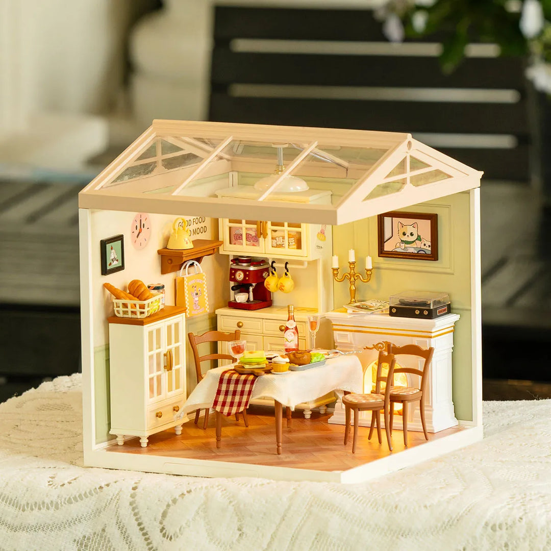 Rolife Super Creator Warm Dining Room Plastic DIY Miniature House DW015
