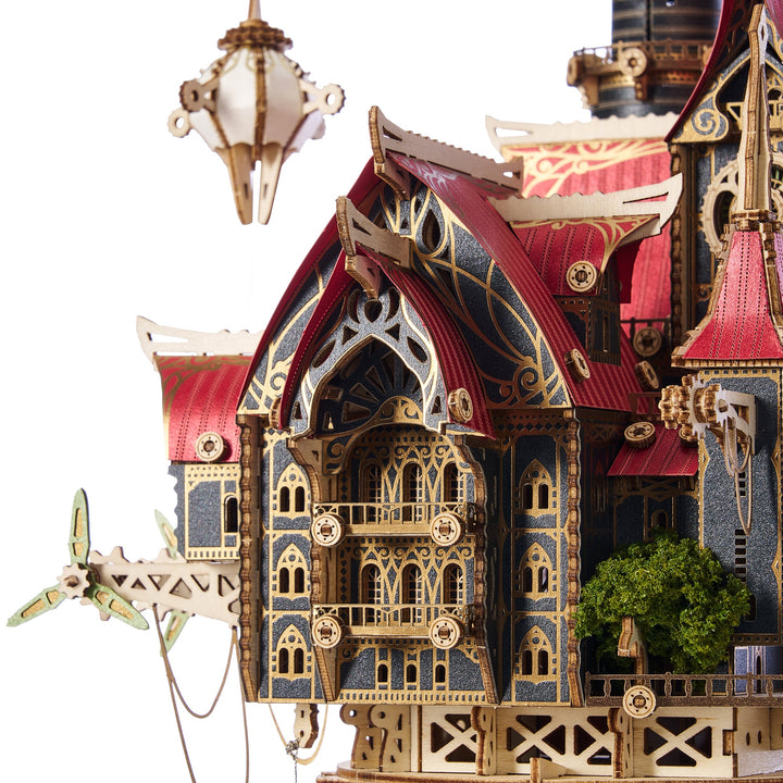 HowCat Fantasy Steam Castle 3d Wooden Puzzle (Red)