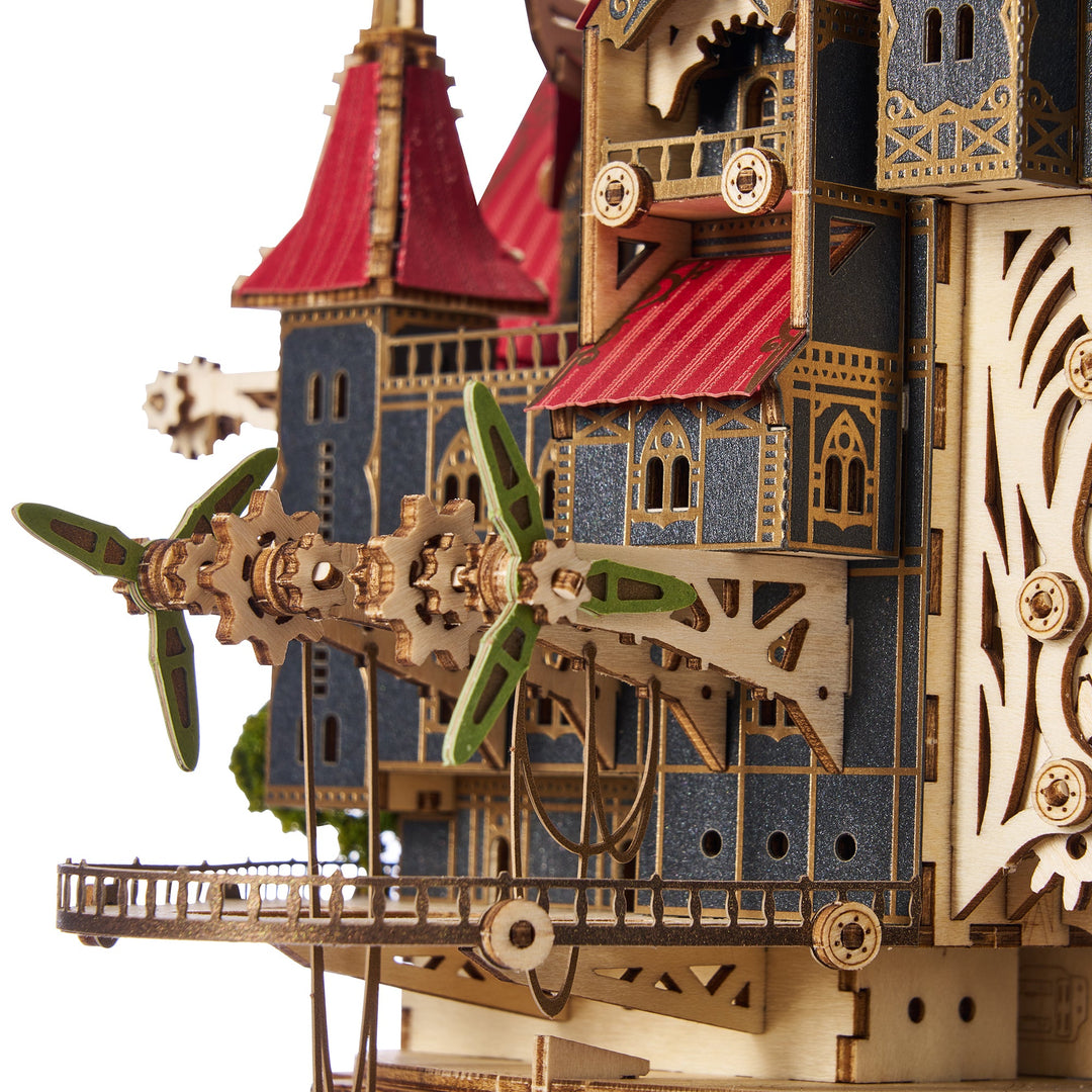 HowCat Fantasy Steam Castle 3d Wooden Puzzle (Red)
