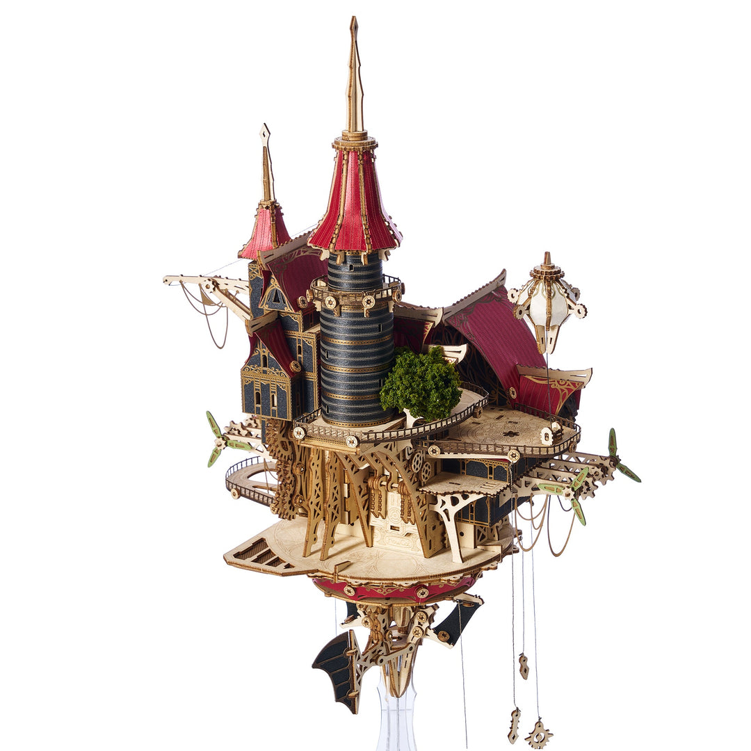 HowCat Fantasy Steam Castle 3d Wooden Puzzle (Red)