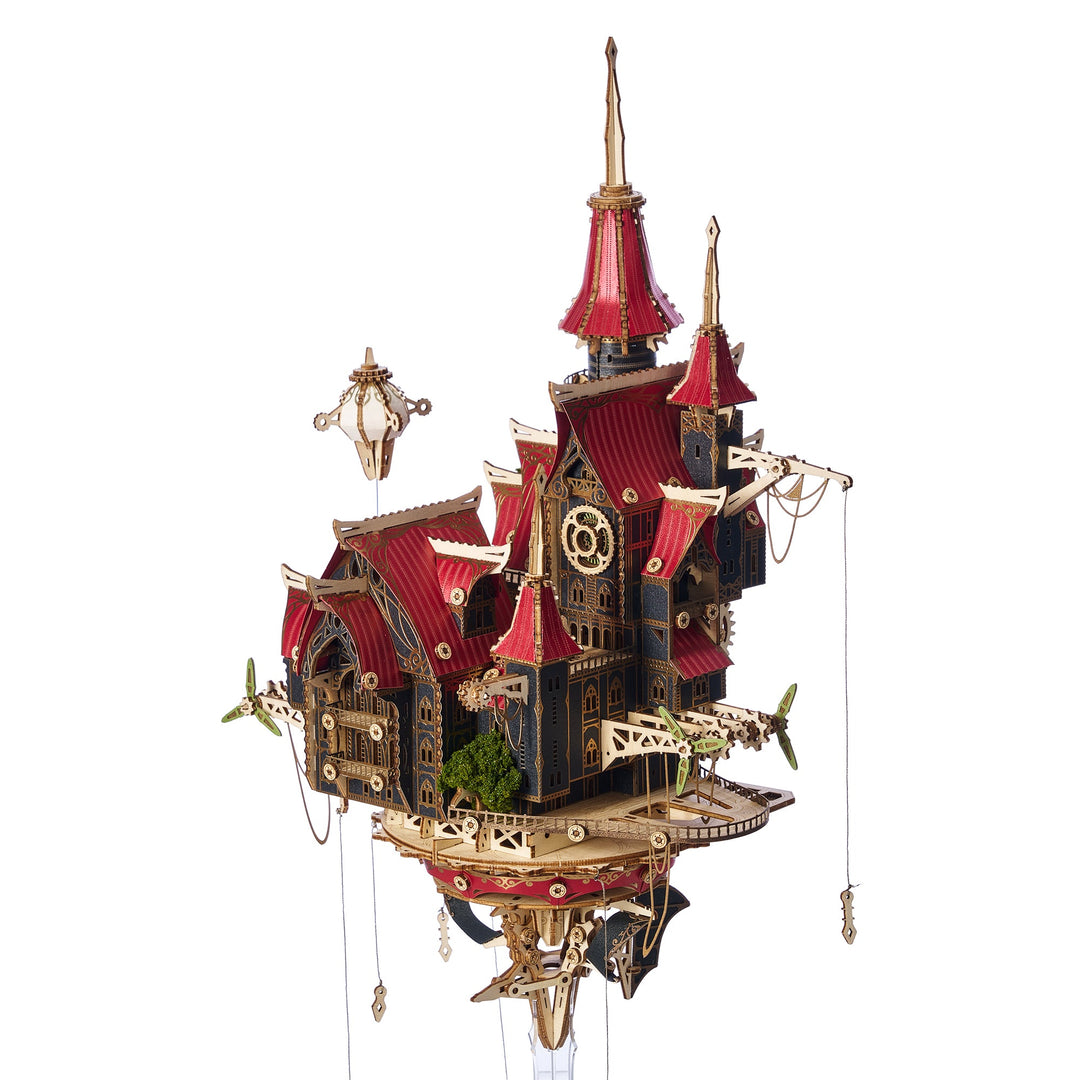 HowCat Fantasy Steam Castle 3d Wooden Puzzle (Red)