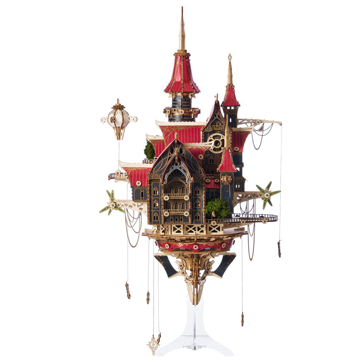 HowCat Fantasy Steam Castle 3d Wooden Puzzle (Red)