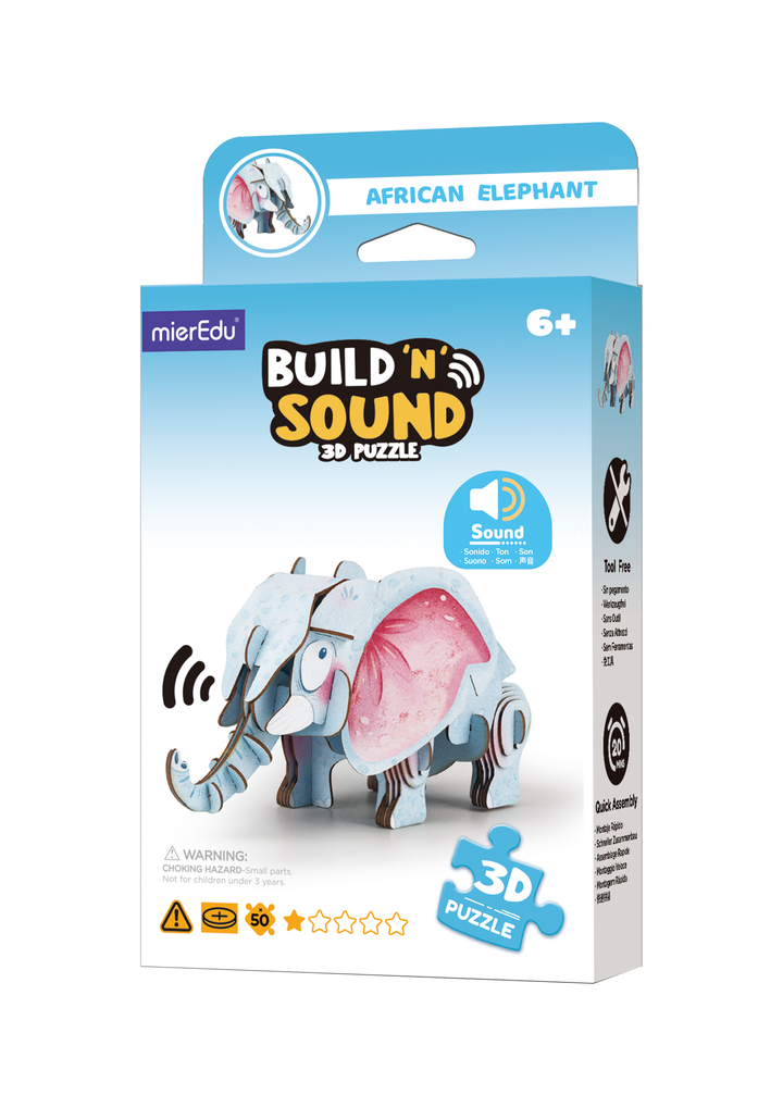 MierEdu - Build 'N' Sound 3D Puzzle African Elephant - packaging