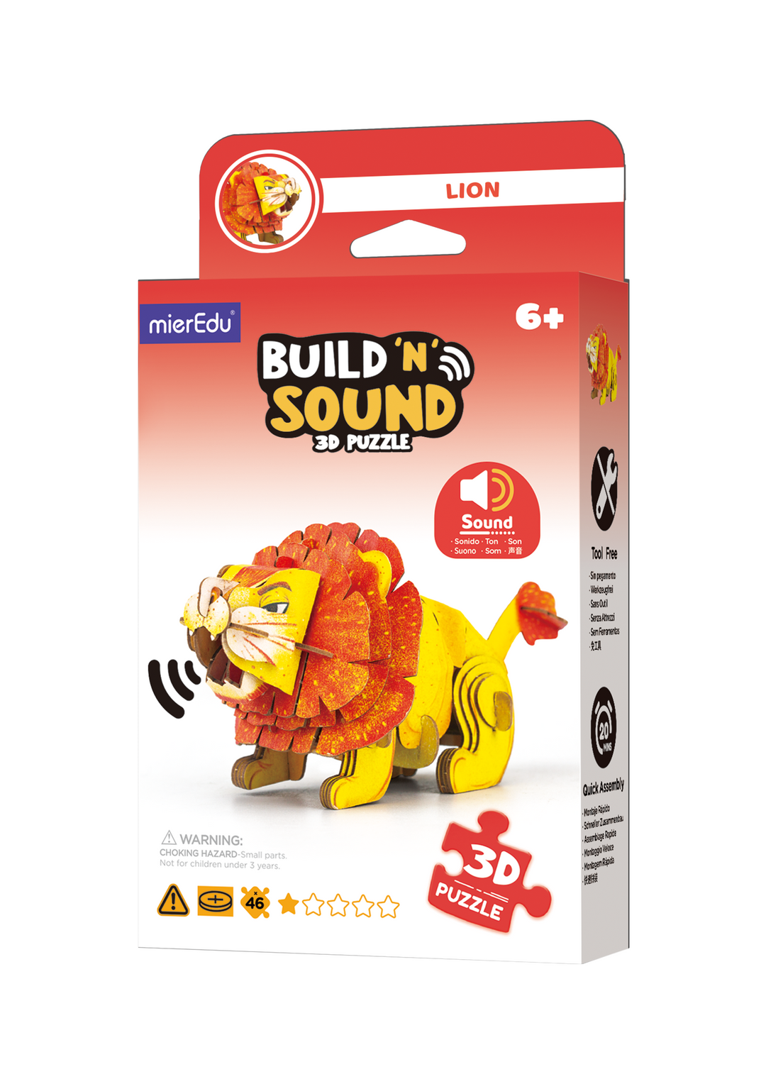 MierEdu - Build 'N' Sound 3D Puzzle Lion - packaging