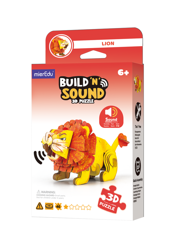 MierEdu - Build 'N' Sound 3D Puzzle Lion - packaging