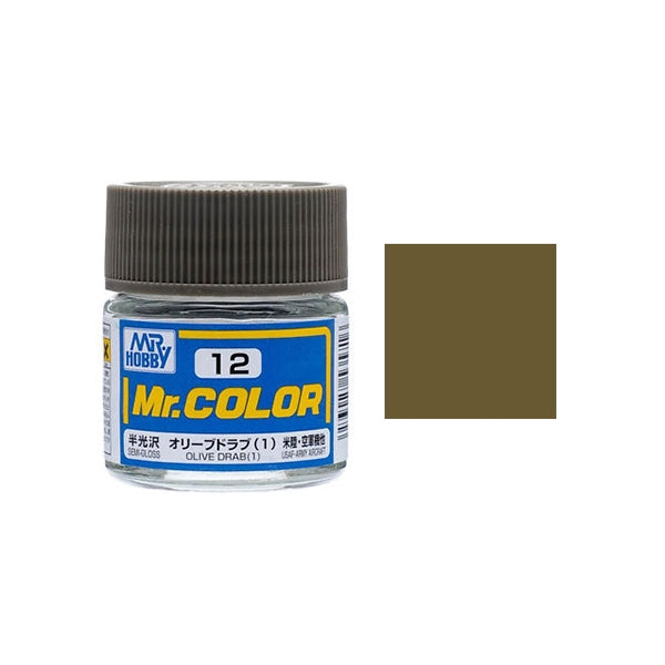 MR HOBBY - GSI Creos Mr Color Semi Gloss Olive Drab 1 C012 10ml