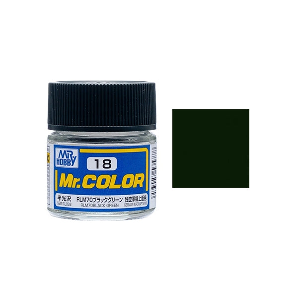 MR HOBBY - GSI Creos Mr Color Semi Gloss RLM70 Black Green C018 10ml