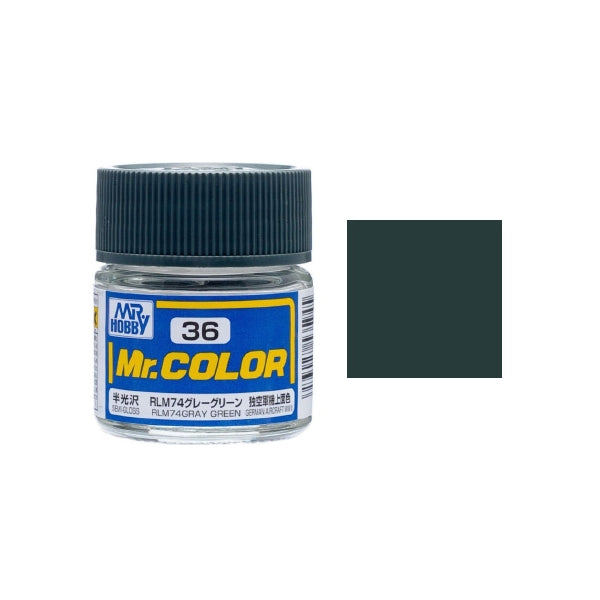 MR HOBBY - GSI Creos Mr Color Semi Gloss RLM74 Gray Green C036 10ml