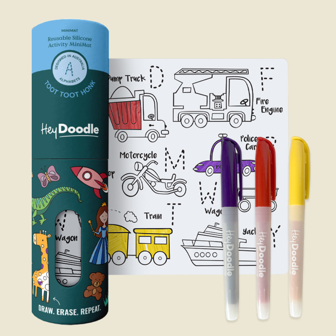 HeyDoodle - Toot Toot Honk Mini Colouring & Doodle Mat