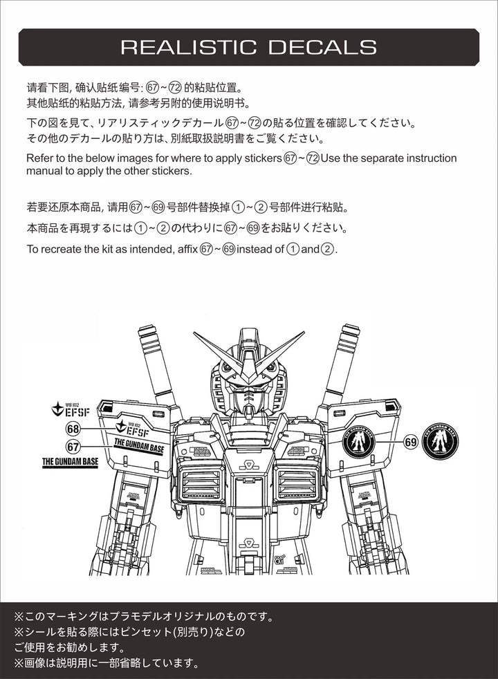 EVO Decal - RG 1/144 Rx-78-2 (Ver 2.0) - Fluorescent
