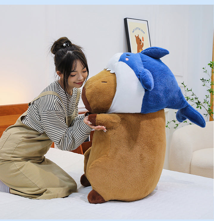 Cuddly Capybara Shark Hat Plush - 35CM