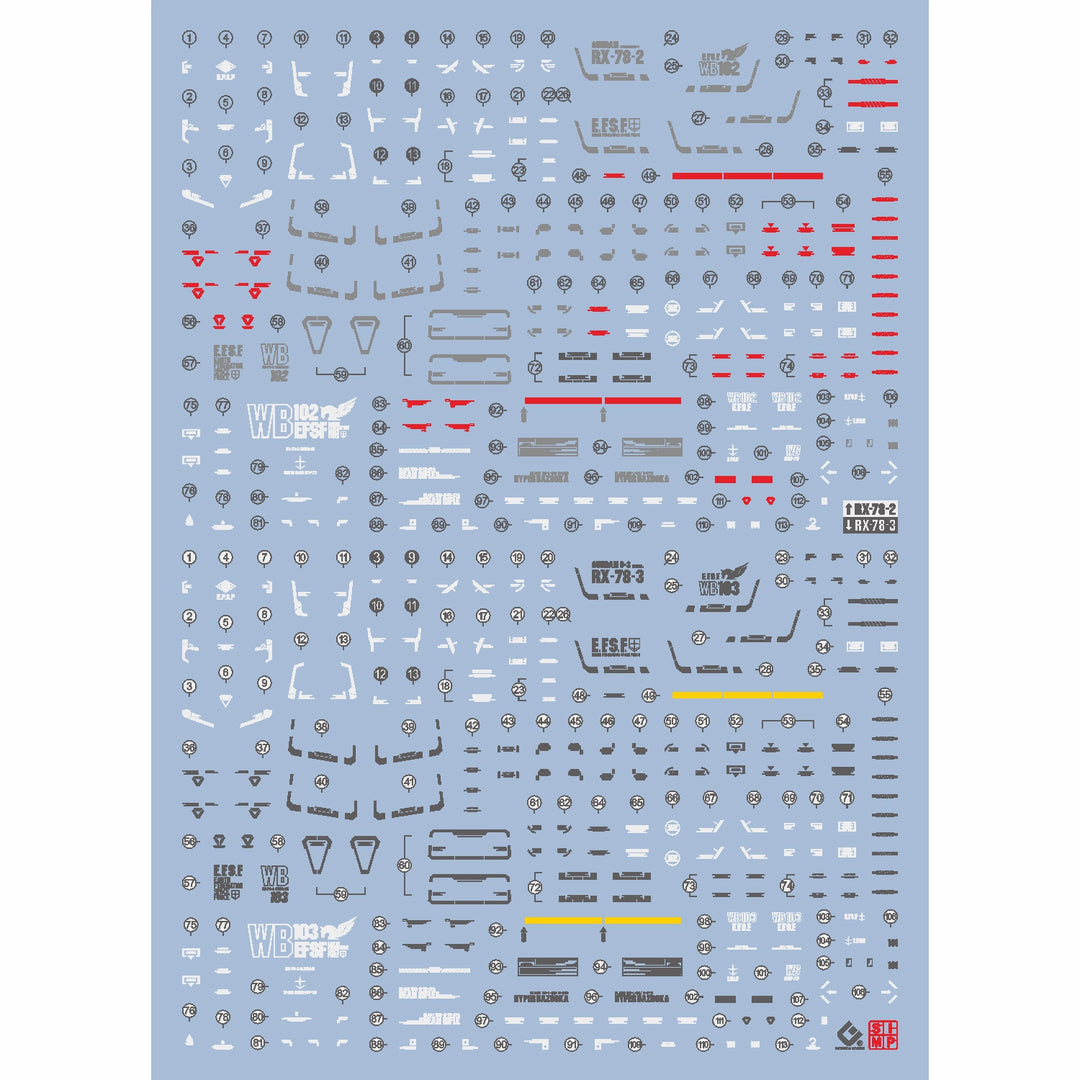 EVO Decal - RG 1/144 Rx-78-2 (Ver 2.0) - Fluorescent