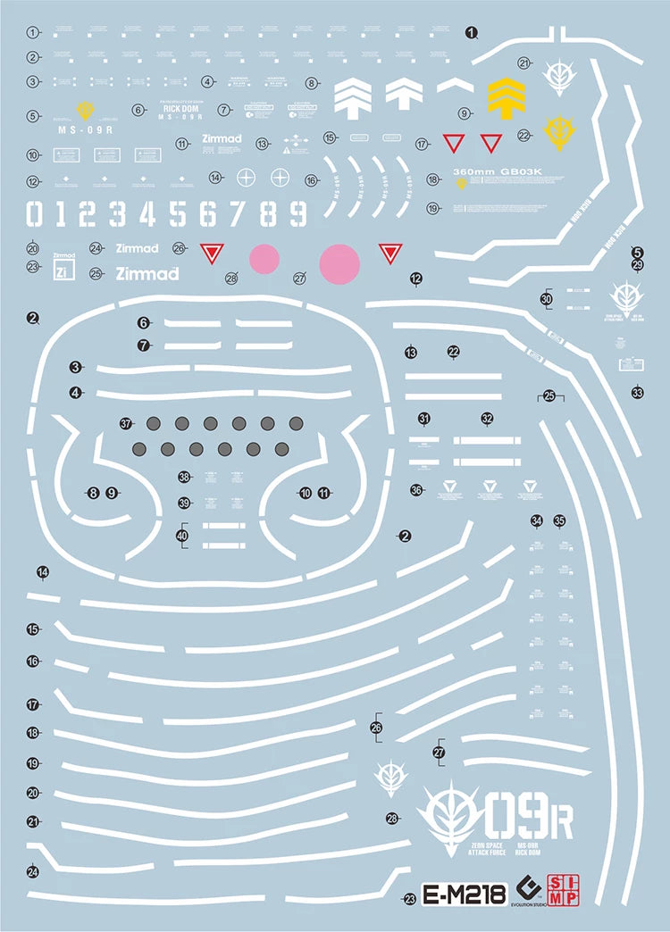 EVO Decal - MG 1/100 Gundam Space Dom - Fluorescent