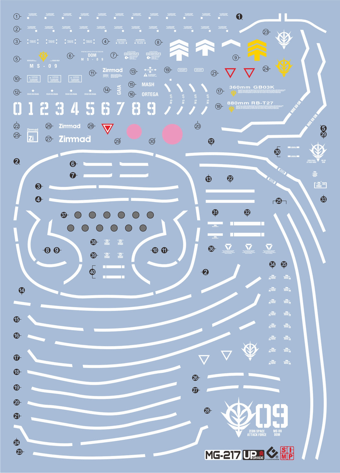 EVO Decal - MG 1/100 Gundam Dom - Fluorescent