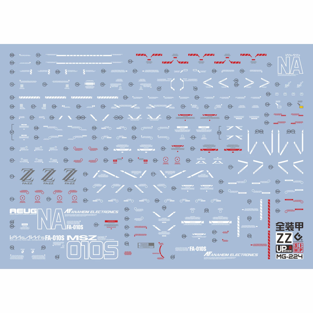 EVO Decal - MG 1/100 Gundam Full Armor ZZ Gundam Ver. Ka - Fluorescent