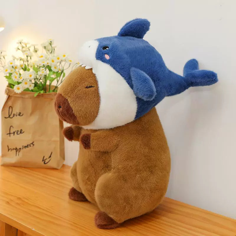 Cuddly Capybara Shark Hat Plush - 35CM