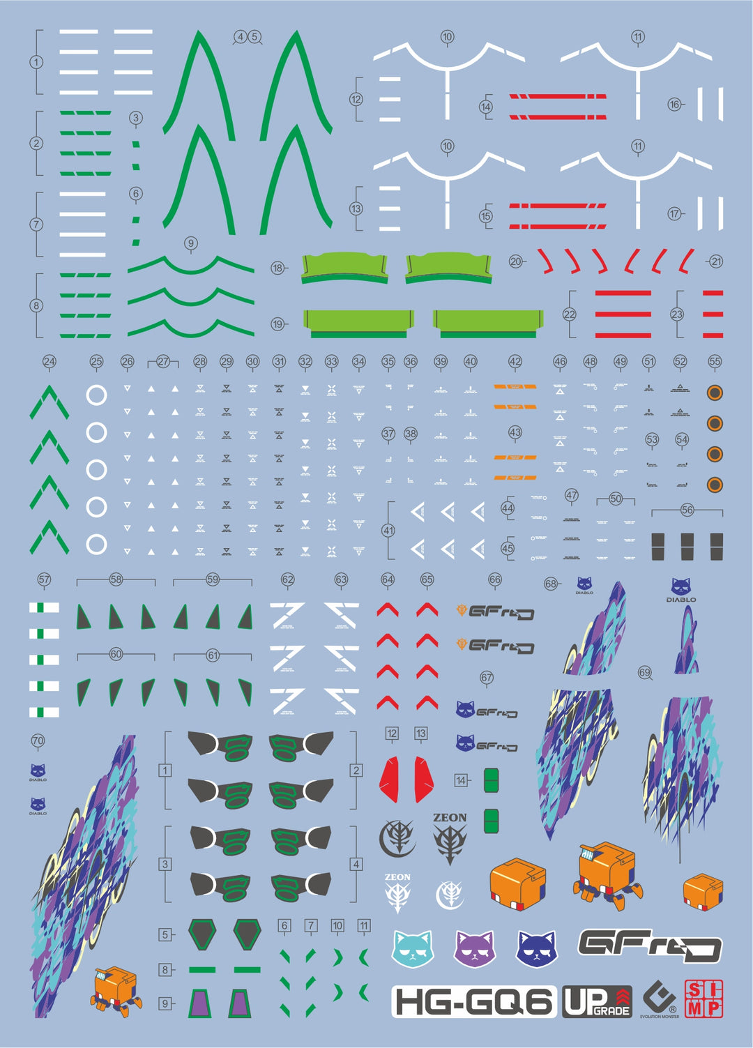 EVO Decal - HG 1/144 GQuuuuuuX GFreD - Fluorescent