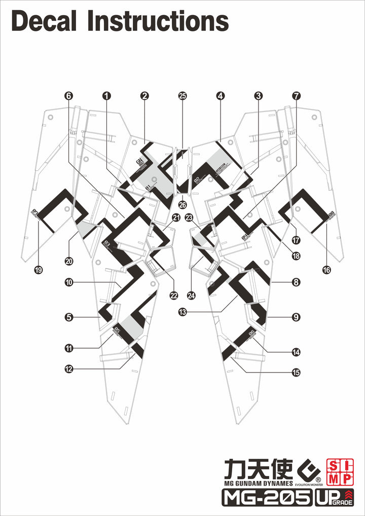 EVO Decal - MG 1/100 Gundam Dyunames - Fluorescent