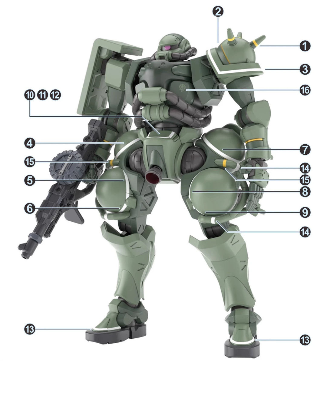 EVO Decal - HG 1/144 GQuuuuuuX Zaku For Green Zaku, Chars's Zaku, Military Police Zaku - Fluorescent