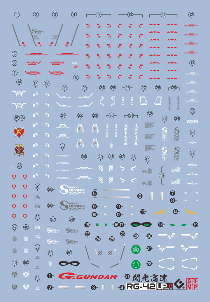 EVO Decal - RG 1/144 Shining Gundam - Fluorescent