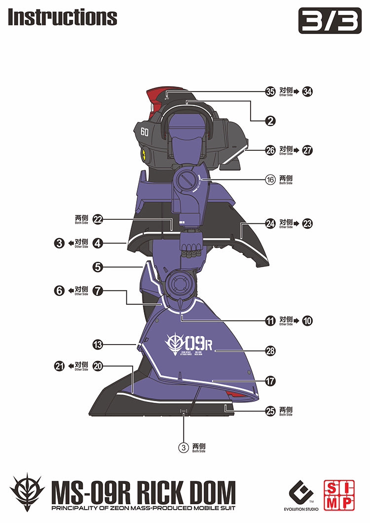 EVO Decal - MG 1/100 Gundam Dom - Fluorescent