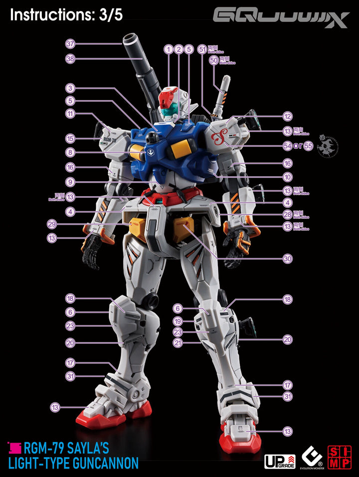 EVO Decal - HG 1/144 GQuuuuuuX Light-type Guncannon & Sayla‘s Light-type Guncannon 2 in 1 - Fluorescent