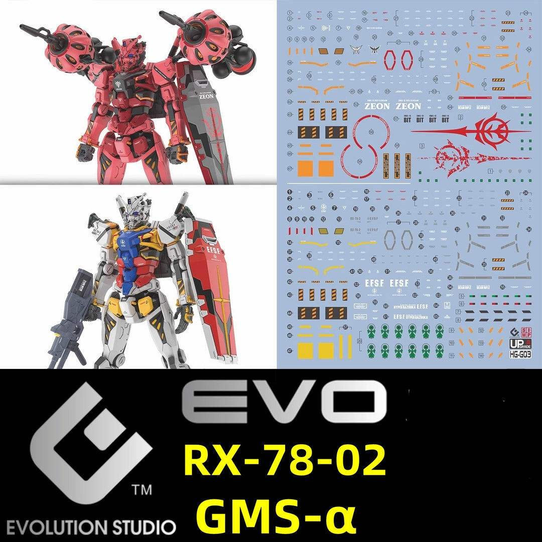 EVO Decal - HG 1/144 GQuuuuuuX White Gundam And Red Gundam 2 In 1 - Fluorescent